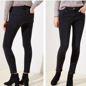 Polka dot Loft curvy skinny black jeans 2 NWOT
